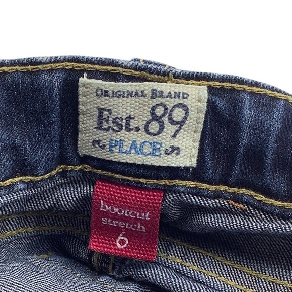 Childrens Place Girls Bootcut Stretch Denim Jeans Blue Size 6 Adjustable Waist - Picture 4 of 11